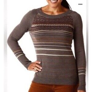 Smartwool Womens M Brown Ethno Graphic Merino Wool Blend Sweater